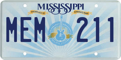 MS license plate MEM211