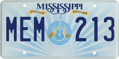 MS license plate MEM213
