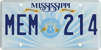 MS license plate MEM214