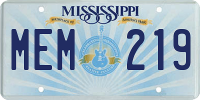 MS license plate MEM219