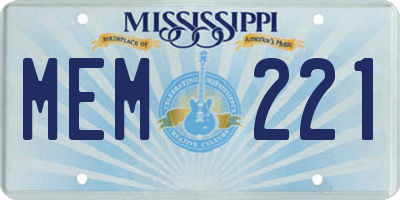 MS license plate MEM221