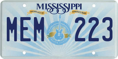 MS license plate MEM223