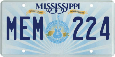 MS license plate MEM224