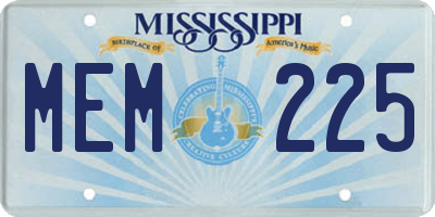 MS license plate MEM225