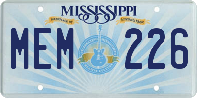 MS license plate MEM226