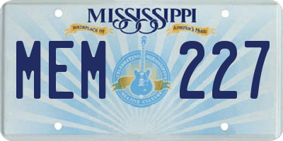 MS license plate MEM227