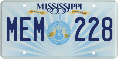 MS license plate MEM228