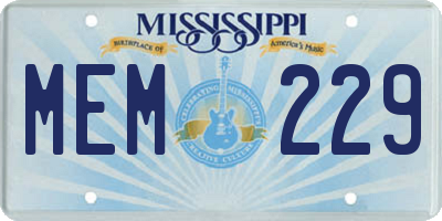 MS license plate MEM229