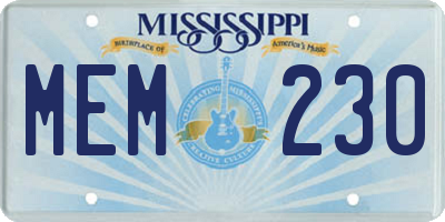 MS license plate MEM230
