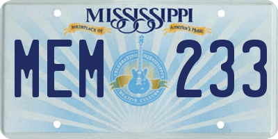 MS license plate MEM233