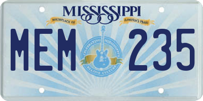MS license plate MEM235