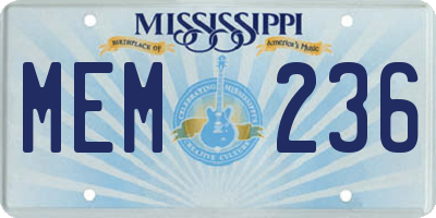 MS license plate MEM236