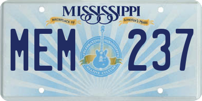 MS license plate MEM237