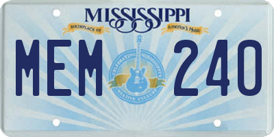 MS license plate MEM240