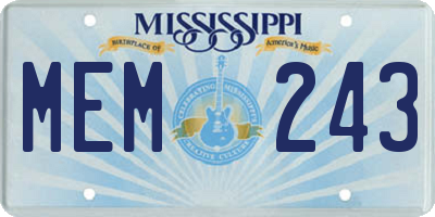 MS license plate MEM243