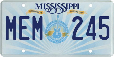 MS license plate MEM245