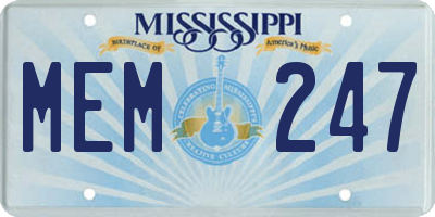 MS license plate MEM247