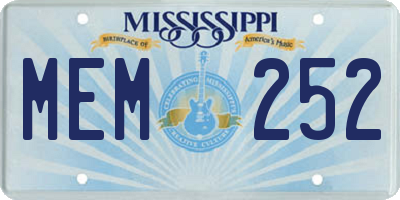 MS license plate MEM252