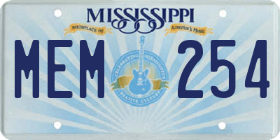 MS license plate MEM254