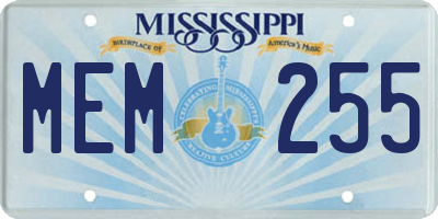 MS license plate MEM255