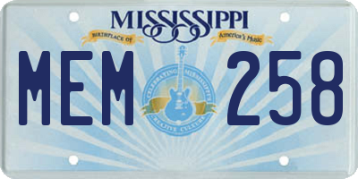 MS license plate MEM258