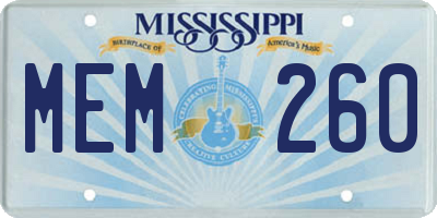 MS license plate MEM260