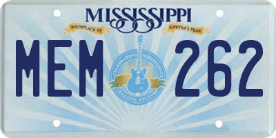 MS license plate MEM262