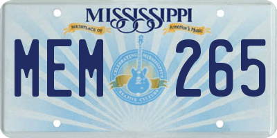 MS license plate MEM265