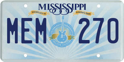 MS license plate MEM270