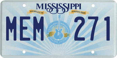 MS license plate MEM271