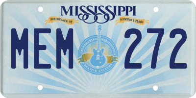 MS license plate MEM272