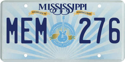 MS license plate MEM276