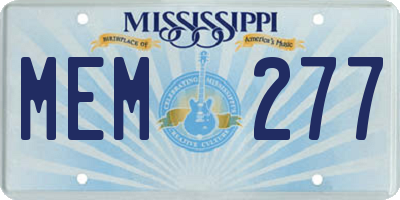MS license plate MEM277