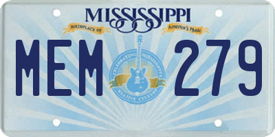 MS license plate MEM279
