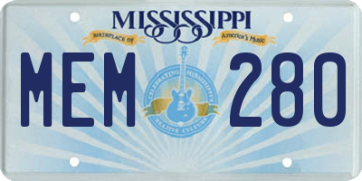 MS license plate MEM280