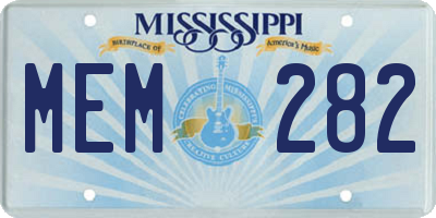 MS license plate MEM282