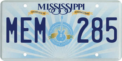 MS license plate MEM285