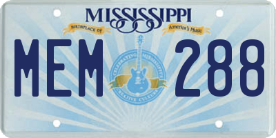 MS license plate MEM288