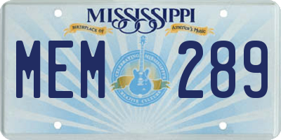MS license plate MEM289