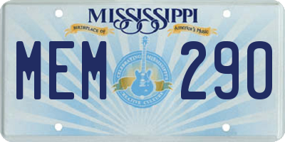 MS license plate MEM290