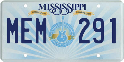 MS license plate MEM291