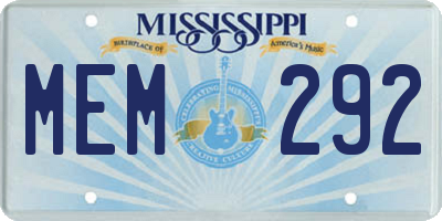 MS license plate MEM292