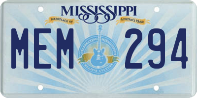 MS license plate MEM294