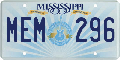 MS license plate MEM296