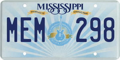 MS license plate MEM298
