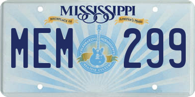 MS license plate MEM299