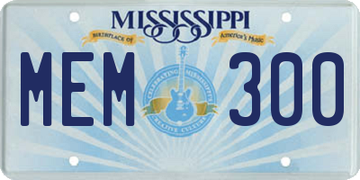 MS license plate MEM300