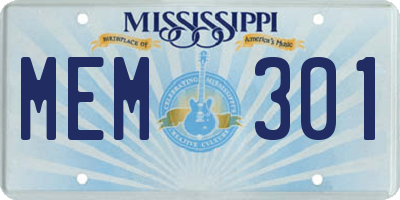 MS license plate MEM301