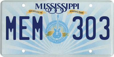 MS license plate MEM303