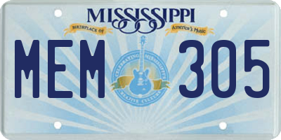 MS license plate MEM305